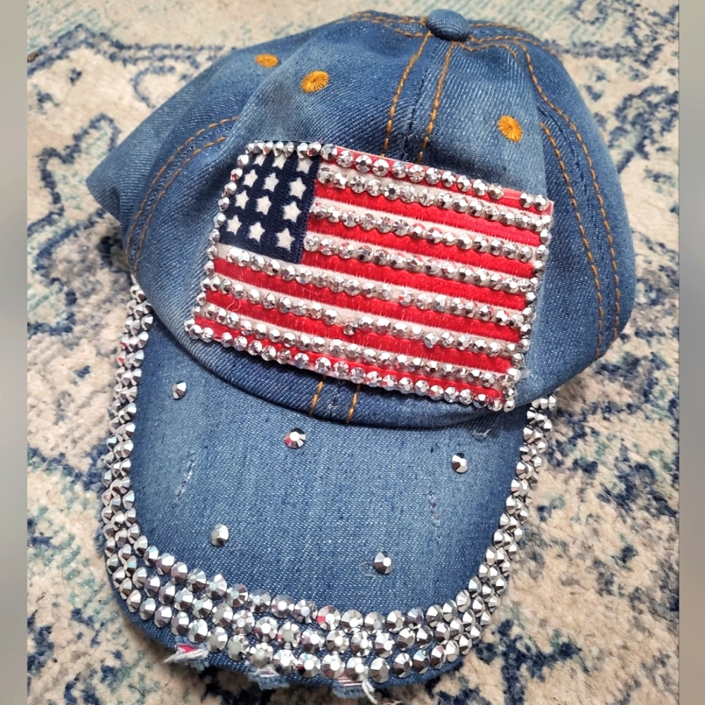 American Flag Bling hat